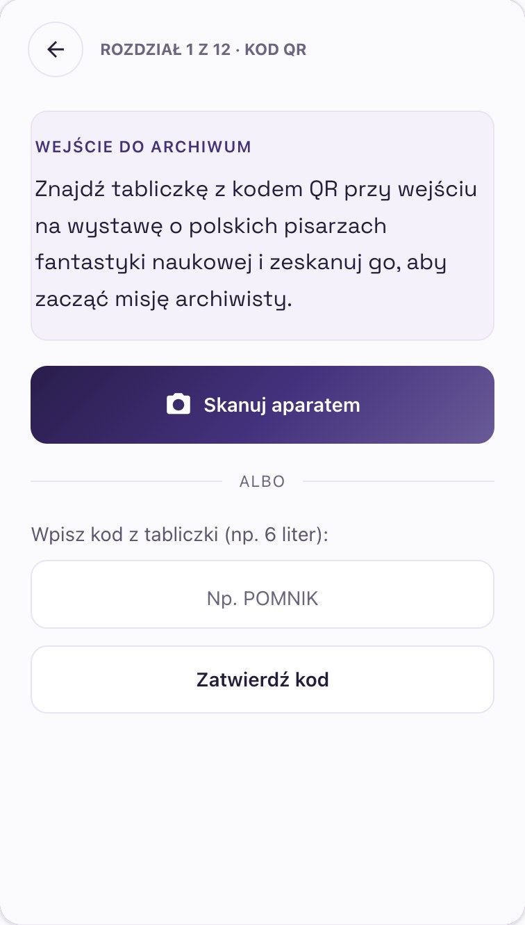Ekran gracza — skanowanie kodu QR albo wpisanie kodu zastępczego